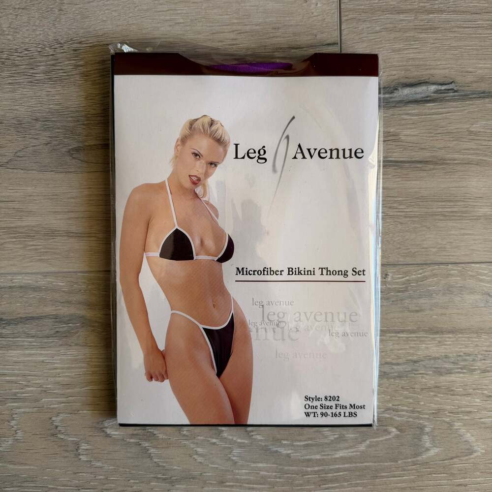Leg Avenue Microfiber Bikini Thong Lingerie Set Purple One Size New in Package